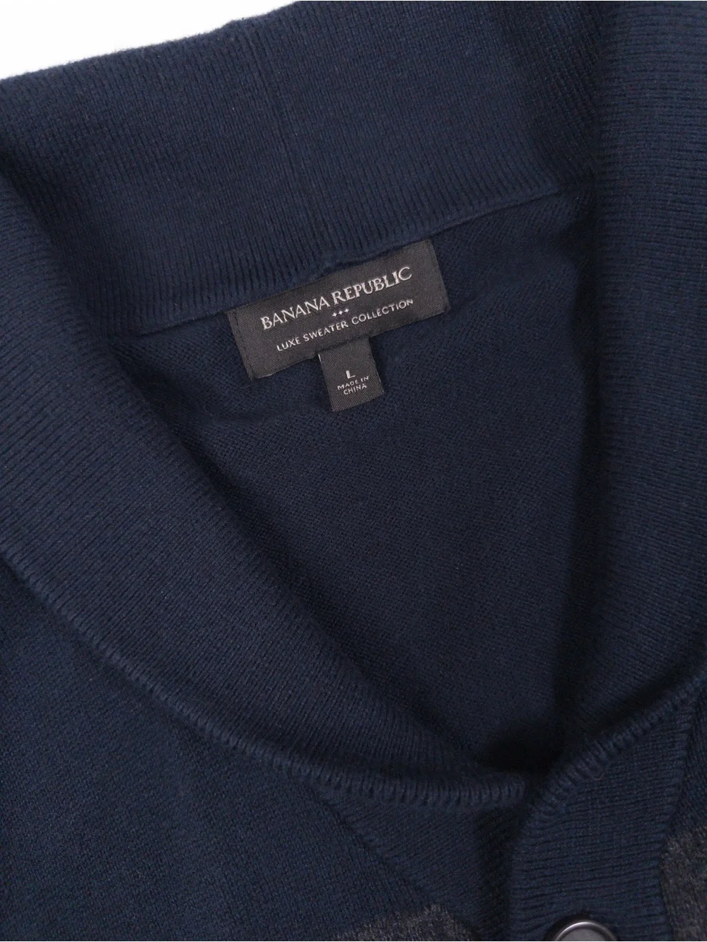 Banana Republic Navy Shawl Collar Cardigan Charcoal Stripe Men’s Large